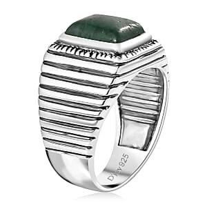 Green Aventurine Men's Ring in Sterling Silver (Size 10.0) 2.50 ctw