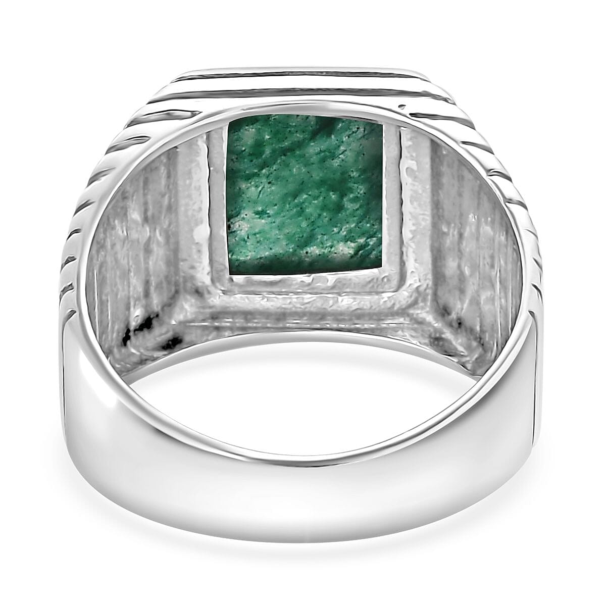 Green Aventurine Men's Ring in Sterling Silver (Size 10.0) 2.50 ctw image number 4