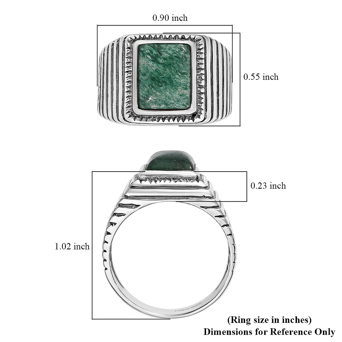 Green Aventurine Men's Ring in Sterling Silver (Size 10.0) 2.50 ctw image number 5
