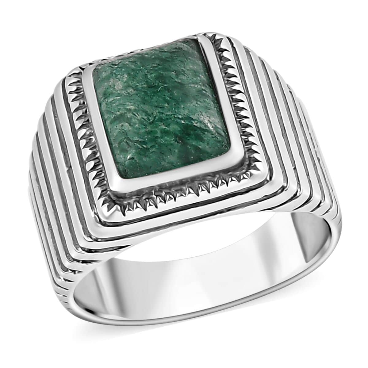 Green Aventurine Men's Ring in Sterling Silver (Size 11.0) 2.50 ctw image number 0