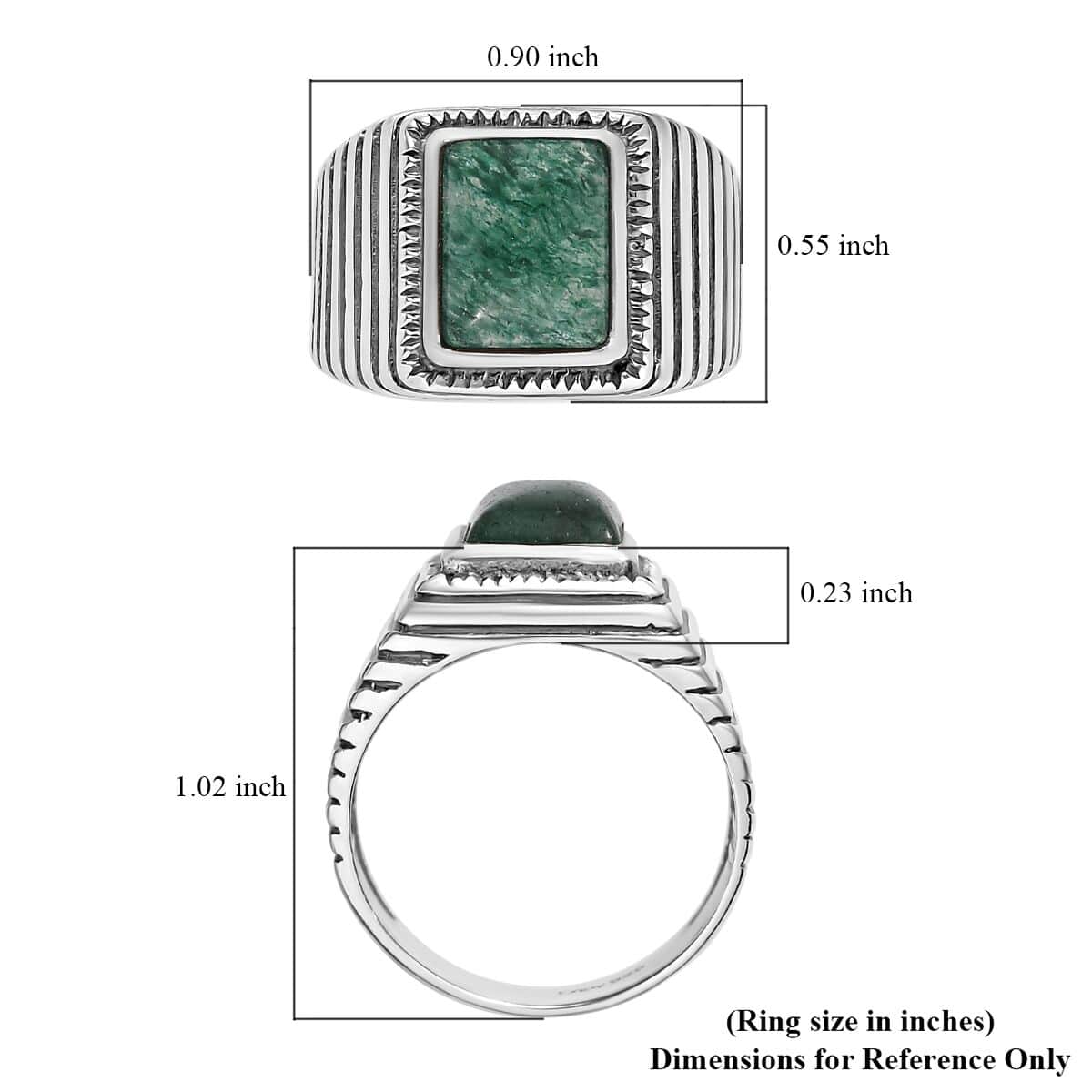 Green Aventurine Men's Ring in Sterling Silver (Size 11.0) 2.50 ctw image number 5