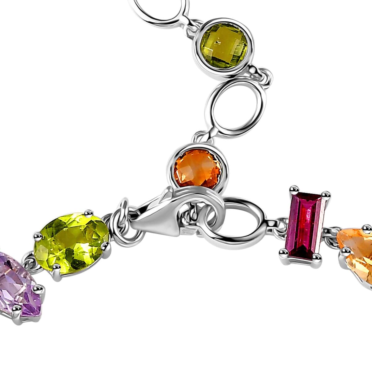 GP Art Deco Collection Multi Gemstone Bracelet in Rhodium Over Sterling Silver (6.50-8.50In) 18.30 ctw image number 3