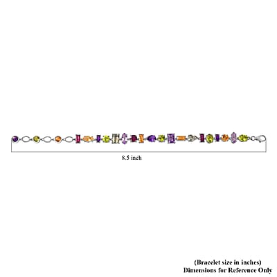 GP Art Deco Collection Multi Gemstone Bracelet in Rhodium Over Sterling Silver (6.50-8.50In) 18.30 ctw