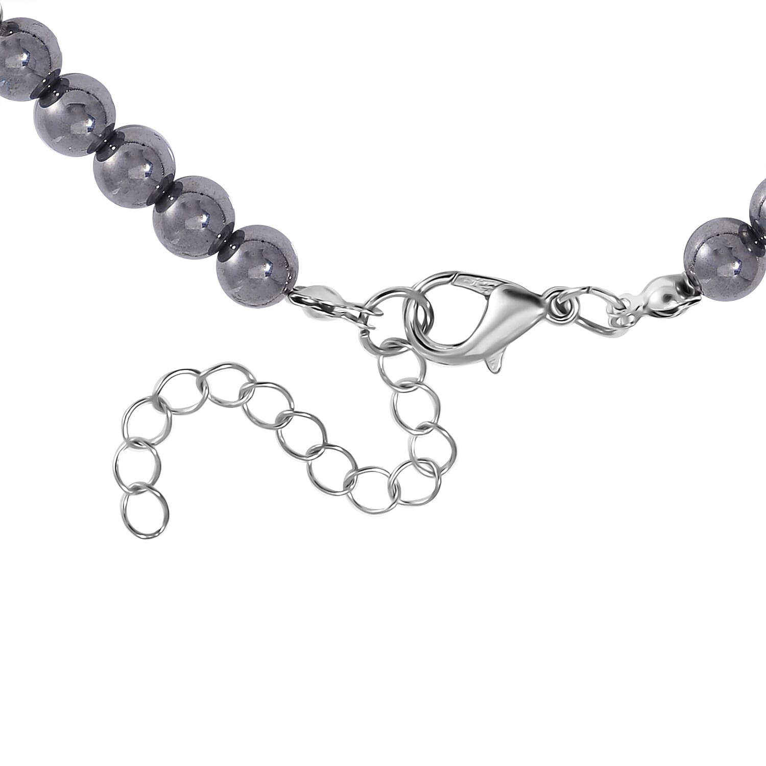 Terahertz and Shungite Beaded Anklet in Silvertone and Stainless Steel (9.50-11.50In) 60.00 ctw