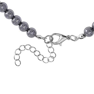 Terahertz and Shungite Beaded Anklet in Silvertone and Stainless Steel (9.50-11.50In) 60.00 ctw