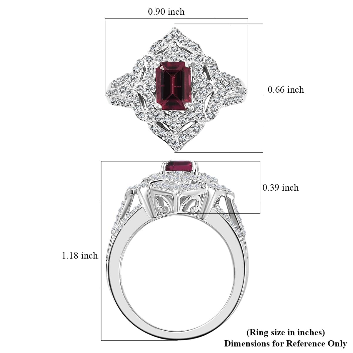 Premium Ofiki Rubellite and White Zircon Ring in Rhodium Over Sterling Silver (Size 7.0) 1.85 ctw image number 5