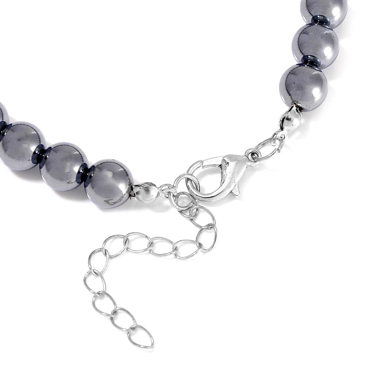 Shungite and Terahertz Beaded Anklet with Hematite Heart Charm in Stainless Steel (9.0-9.50In) 105.00 ctw image number 3
