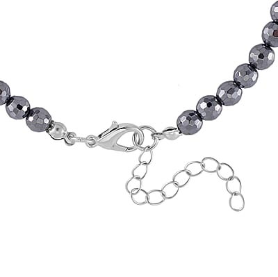 Terahertz and Shungite 100.00 ctw Beaded Anklet in Silvertone and Stainless Steel (9.50-11.50In)