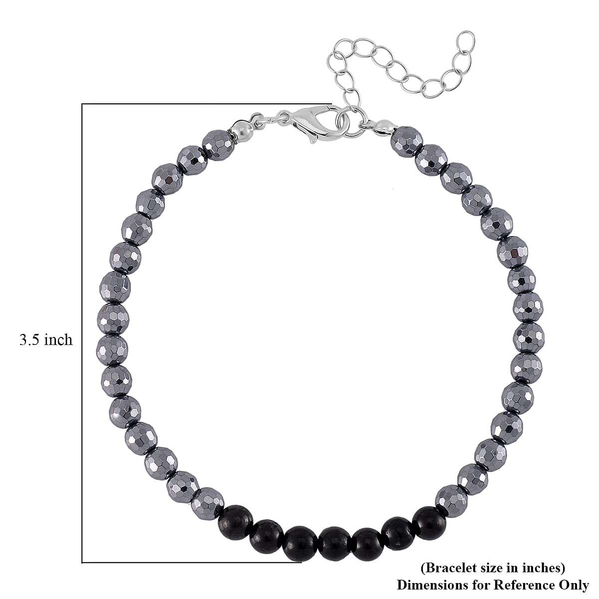 Terahertz and Shungite 100.00 ctw Beaded Anklet in Silvertone and Stainless Steel (9.50-11.50In) image number 4