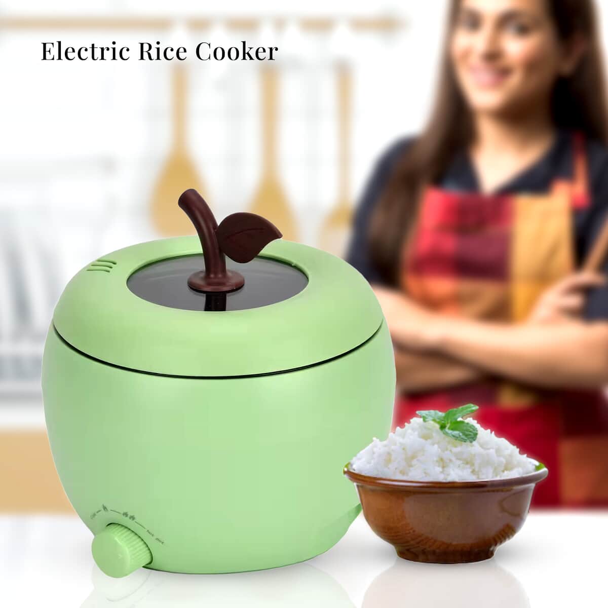 1.8L Electric Hot Pot and Rice Cooker - Green (450W, 110V UL PLUG) image number 1