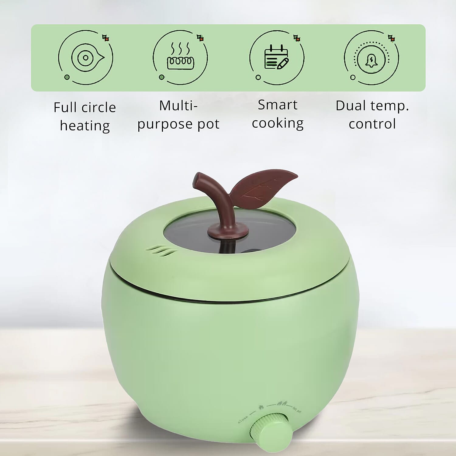 1.8L Electric Hot Pot and Rice Cooker - Green (450W, 110V UL PLUG)