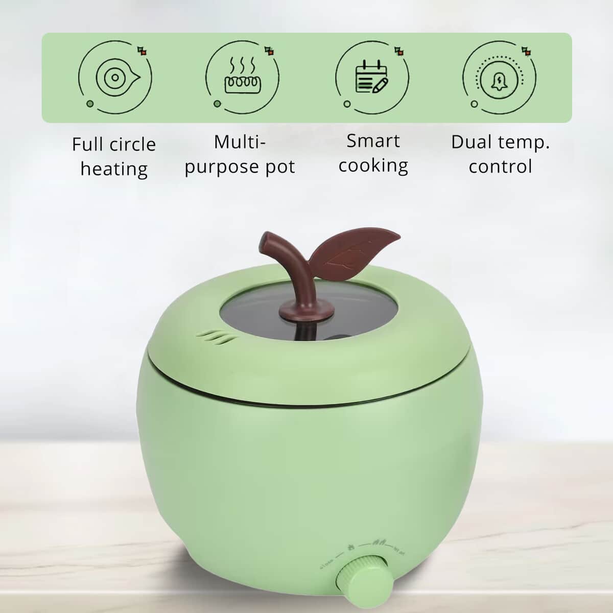 1.8L Electric Hot Pot and Rice Cooker - Green (450W, 110V UL PLUG) image number 3