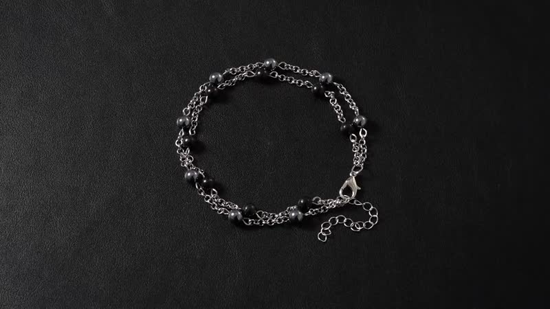 Terahertz and Shungite Beaded 2 Row Anklet in Silvertone and Stainless Steel (9.50-11.50In) 32.00 ctw