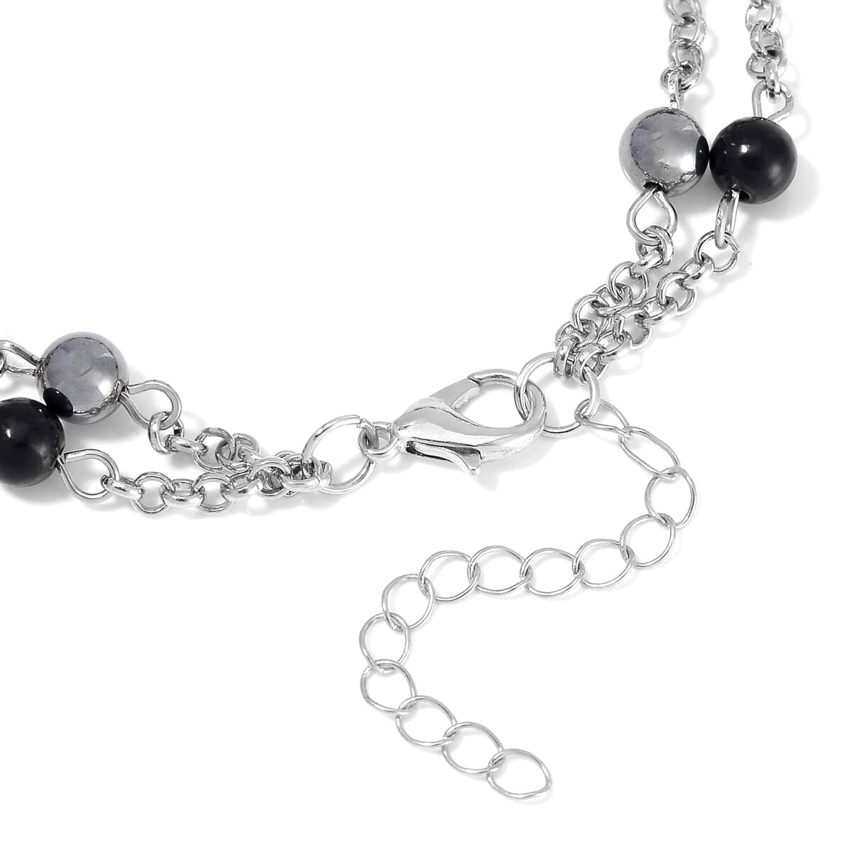 Terahertz and Shungite Beaded 2 Row Anklet in Silvertone and Stainless Steel (9.50-11.50In) 32.00 ctw image number 3