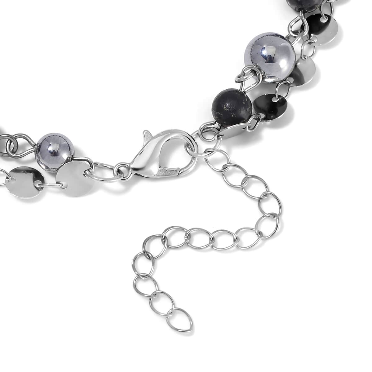 Terahertz and Shungite Beaded 2 Row Anklet in Silvertone and Stainless Steel (9.50-11.50In) 46.00 ctw image number 3