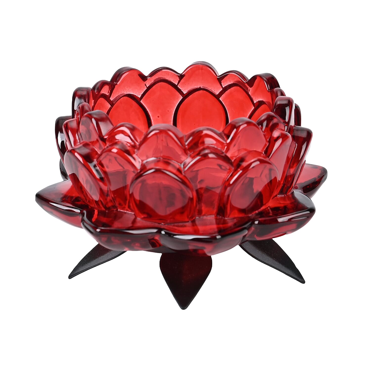 Flower Tree Cup Candle Holder with 3 Clear Red Glass