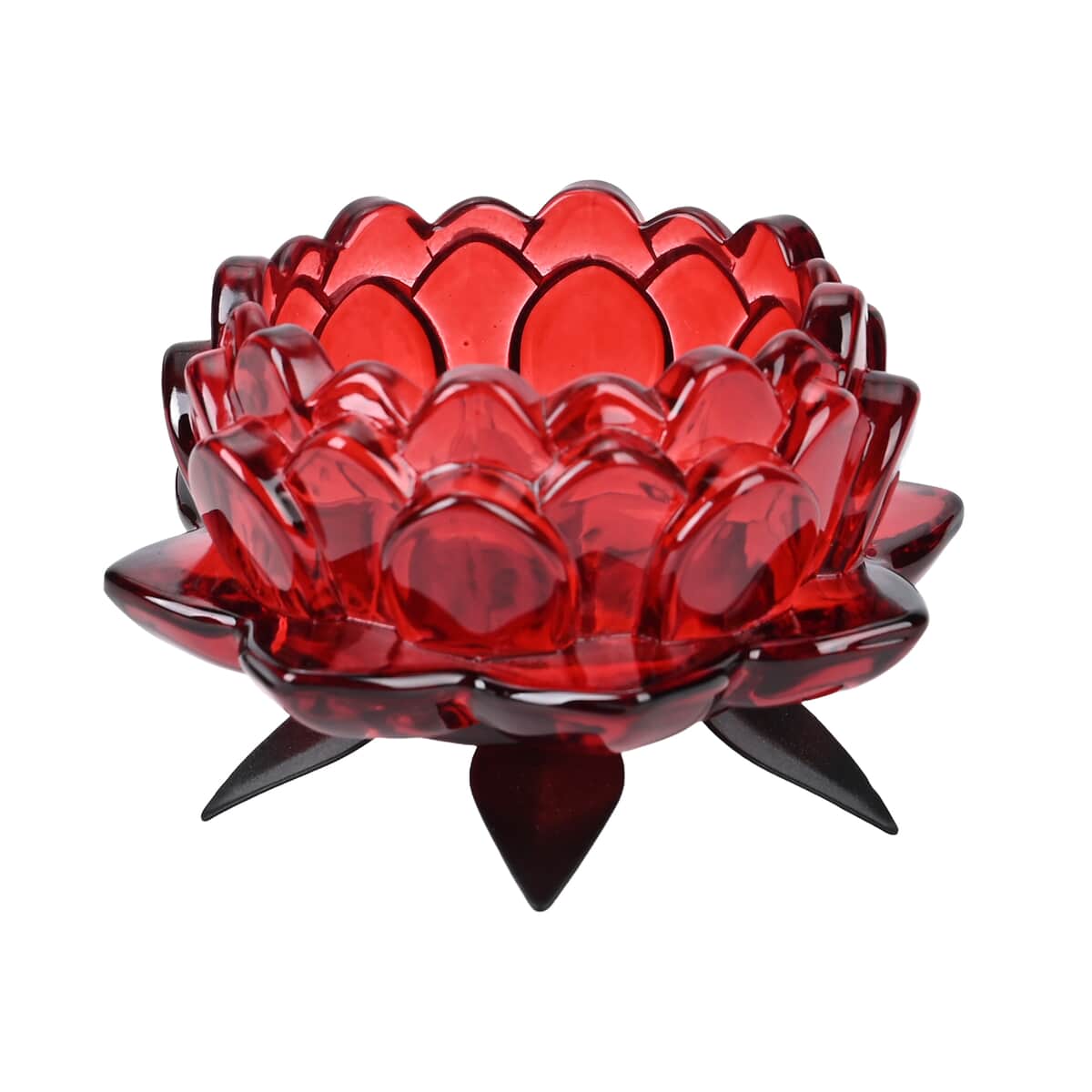 Flower Tree Cup Candle Holder with 3 Clear Red Glass image number 3