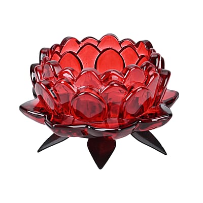 Flower Tree Cup Candle Holder with 3 Clear Red Glass