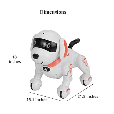 Orange Remote Control Robotic Toy Dog Touchable Interaction in 3 Modes, Programmable with 50 Actions, Adjustable Volume, 6 Early Education Stories, 26 ABC English Words