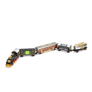 Classical Steam Powered Electric Toy Train with 5 Carriages, Mist Bottles, 1 Switch Track, 8 Curved Tracks and 3 Straight Tracks