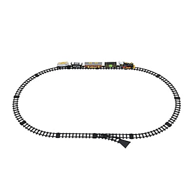 Classical Steam Powered Electric Toy Train with 5 Carriages, Mist Bottles, 1 Switch Track, 8 Curved Tracks and 3 Straight Tracks