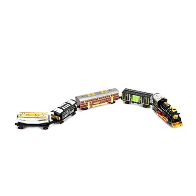 Classical Steam Powered Electric Toy Train with 5 Carriages, Mist Bottles, 1 Switch Track, 8 Curved Tracks and 3 Straight Tracks