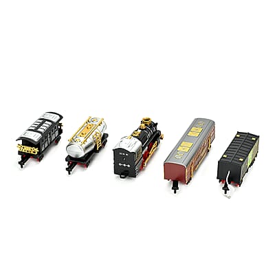 Classical Steam Powered Electric Toy Train with 5 Carriages, Mist Bottles, 1 Switch Track, 8 Curved Tracks and 3 Straight Tracks