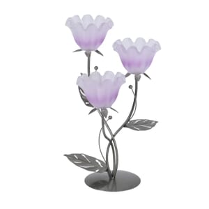 Flower Tree Cup Candle Holder with 3 Frosted Purple Glass