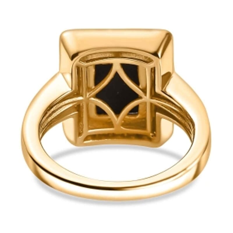 Ammolite and White Zircon 2.62 ctw Ring in Vermeil Yellow Gold Over Sterling Silver (Size 9)