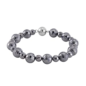 Terahertz Beaded Stretch Bracelet with Magnetic Lock in Stainless Steel (7.25 In) 88.00 ctw