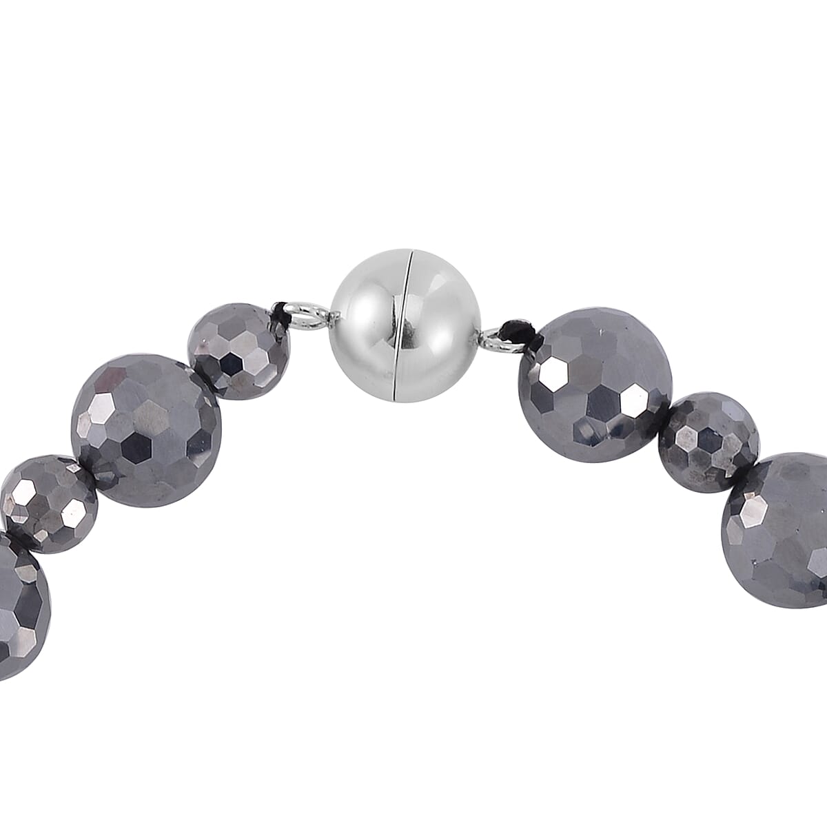 Terahertz Beaded Stretch Bracelet with Magnetic Lock in Stainless Steel (7.25 In) 88.00 ctw image number 3
