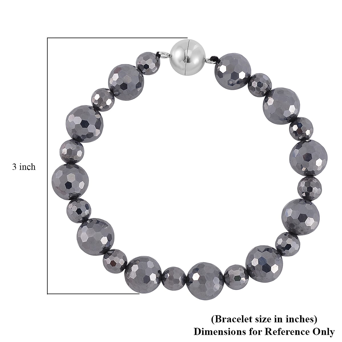 Terahertz Beaded Stretch Bracelet with Magnetic Lock in Stainless Steel (7.25 In) 88.00 ctw image number 4