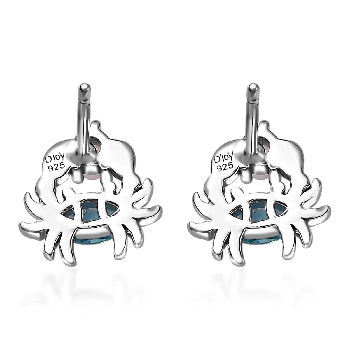 Betroka Blue Apatite and Rainbow Moonstone Crab Stud Earrings in Rhodium Over Sterling Silver 0.75 ctw image number 3