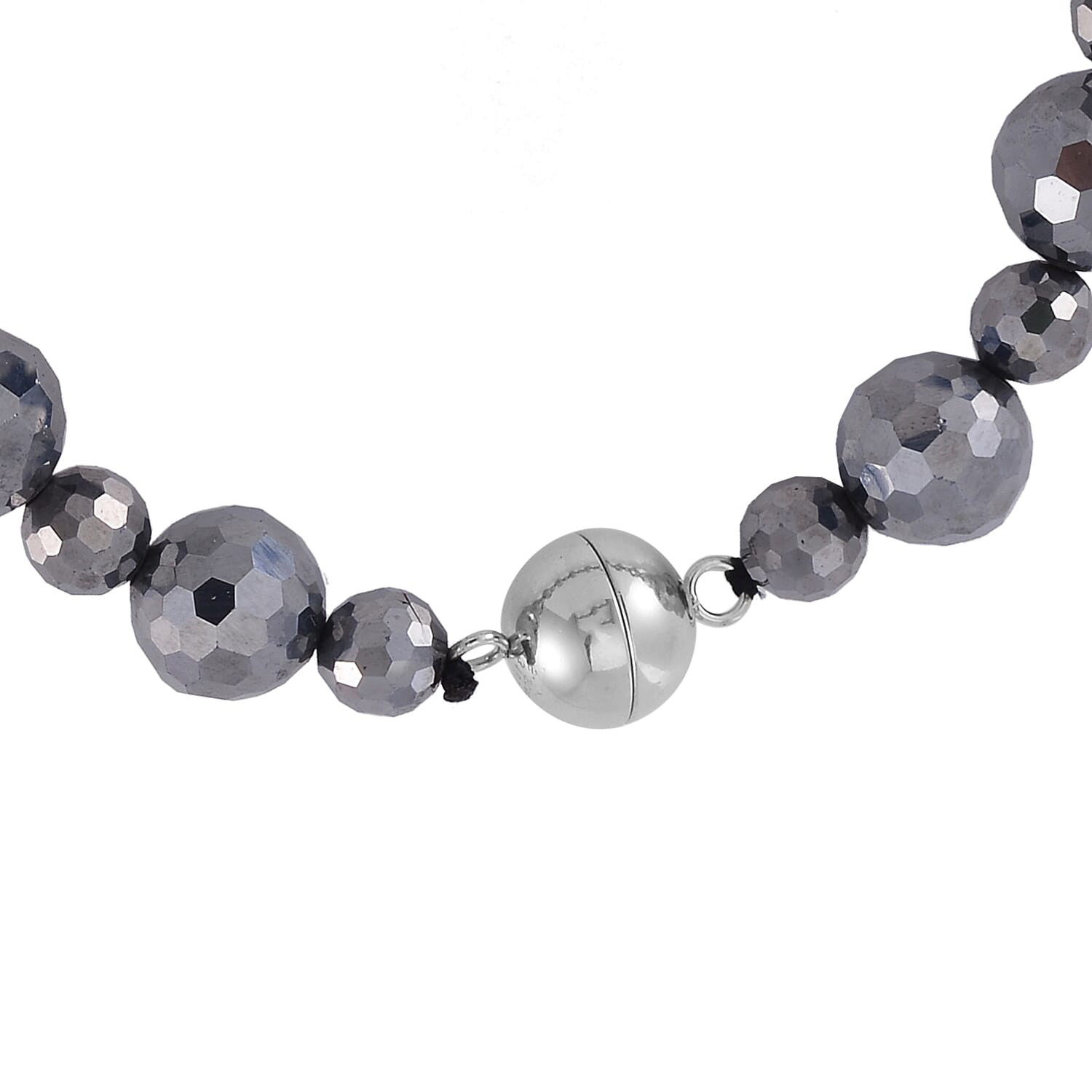 Terahertz Beaded Stretch Bracelet with Magnetic Lock in Stainless Steel (8.00 In) 95.00 ctw