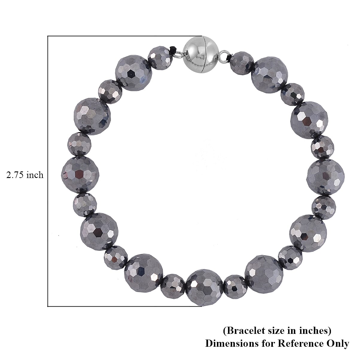 Terahertz Beaded Stretch Bracelet with Magnetic Lock in Stainless Steel (8.00 In) 95.00 ctw image number 4