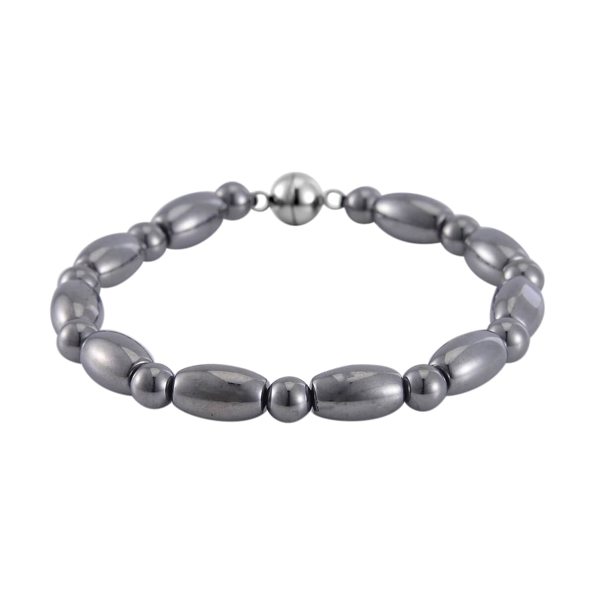 Terahertz Barrel and Beaded Stretch Bracelet with Magnetic Lock in Stainless Steel (7.25 In) 54.00 ctw image number 0