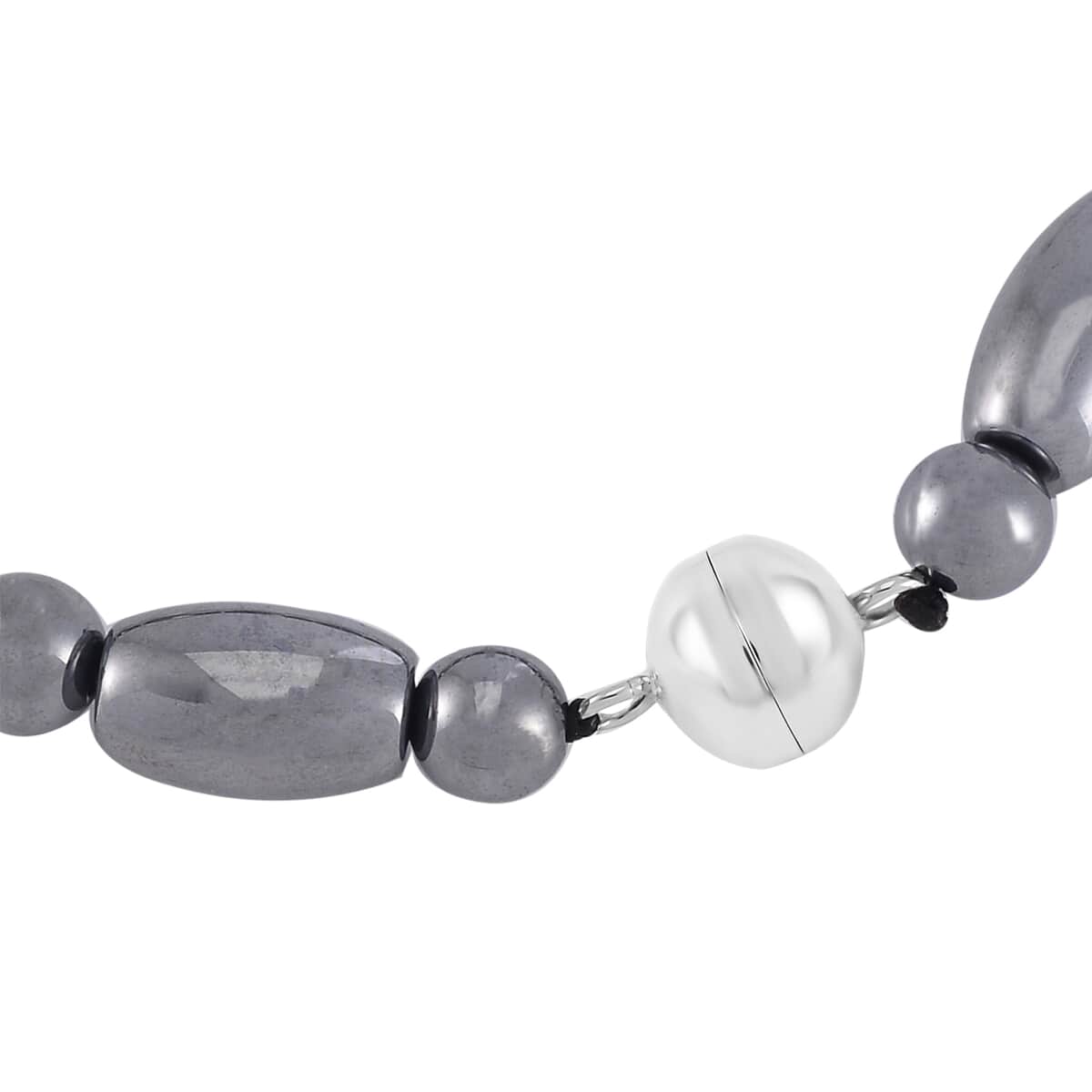 Terahertz Barrel and Beaded Stretch Bracelet with Magnetic Lock in Stainless Steel (7.25 In) 54.00 ctw image number 3