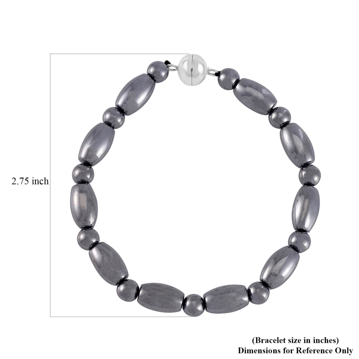 Terahertz Barrel and Beaded Stretch Bracelet with Magnetic Lock in Stainless Steel (7.25 In) 54.00 ctw image number 4