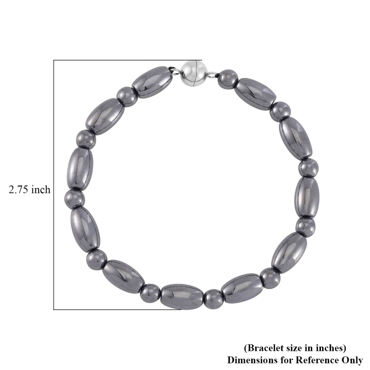 Terahertz Barrel and Beaded Stretch Bracelet with Magnetic Lock in Stainless Steel (8.00 In) 57.00 ctw image number 4