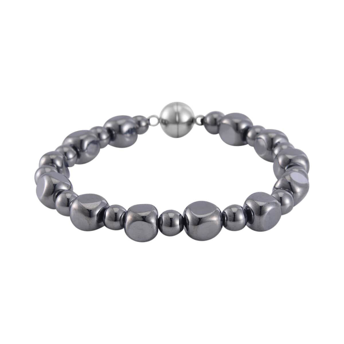 Terahertz Cushion and Round Beaded Stretch Bracelet with Magnetic Lock in Stainless Steel (7.25 In) 87.00 ctw image number 0