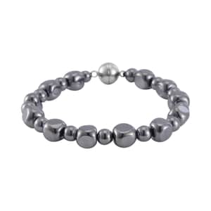 Terahertz Cushion and Round Beaded Stretch Bracelet with Magnetic Lock in Stainless Steel (7.25 In) 87.00 ctw