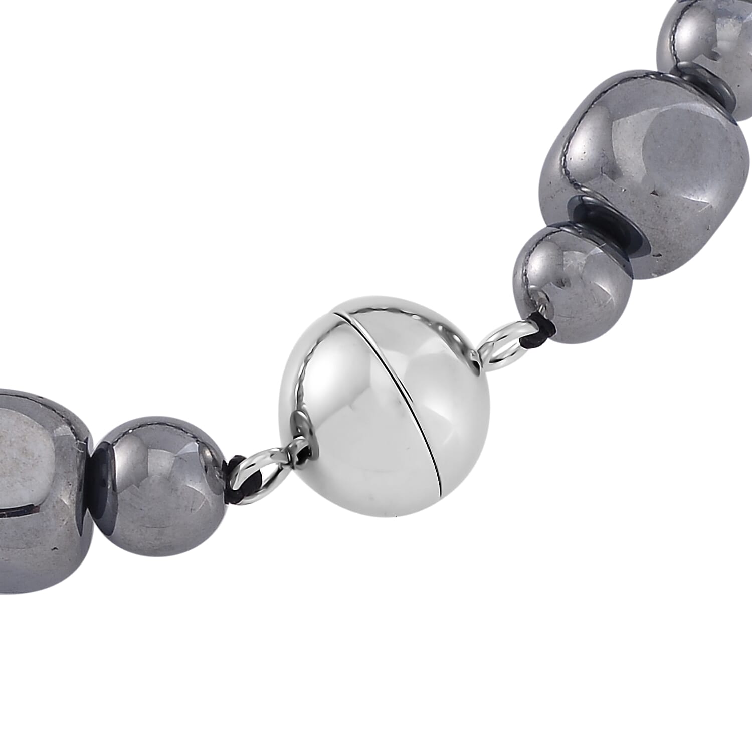 Terahertz Cushion and Round Beaded Stretch Bracelet with Magnetic Lock in Stainless Steel (7.25 In) 87.00 ctw
