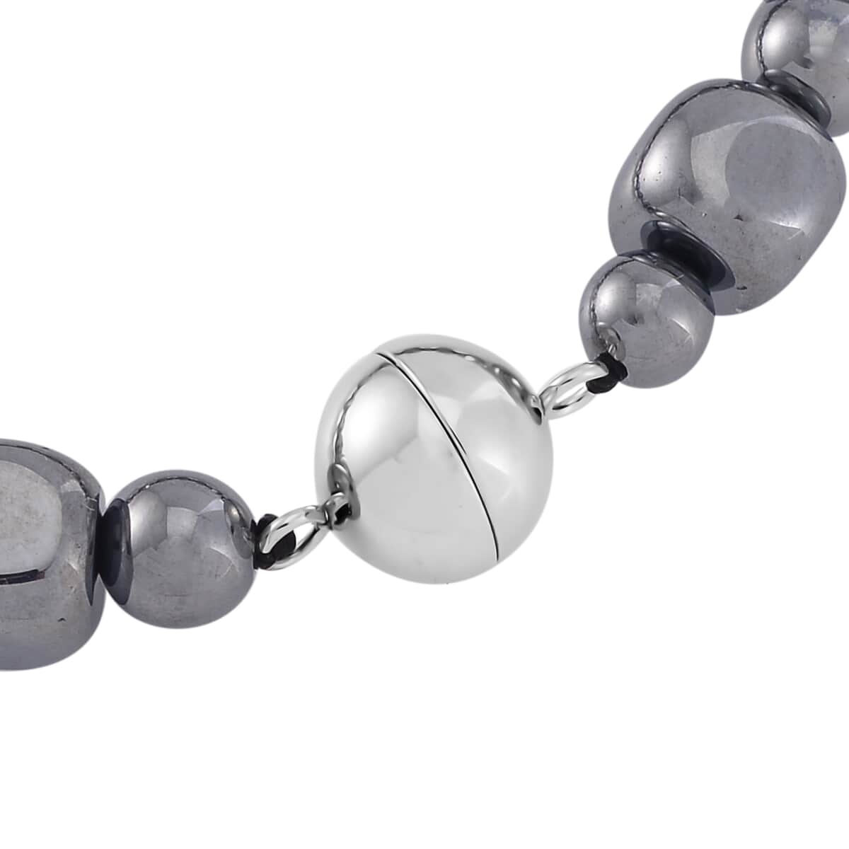 Terahertz Cushion and Round Beaded Stretch Bracelet with Magnetic Lock in Stainless Steel (7.25 In) 87.00 ctw image number 3