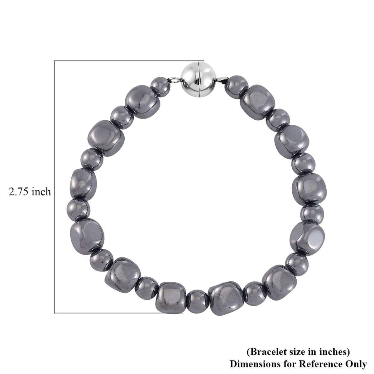 Terahertz Cushion and Round Beaded Stretch Bracelet with Magnetic Lock in Stainless Steel (7.25 In) 87.00 ctw image number 4