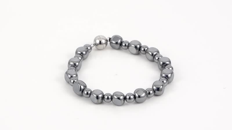 Terahertz Cushion and Round Beaded Stretch Bracelet with Magnetic Lock in Stainless Steel (8.00 In) 92.00 ctw