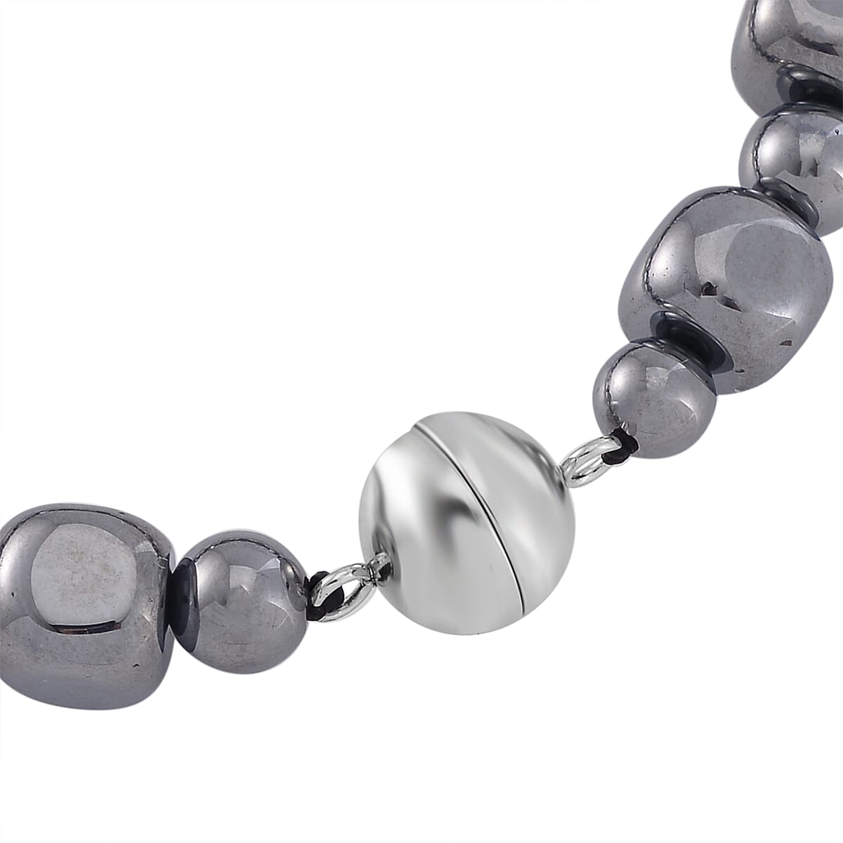 Terahertz Cushion and Round Beaded Stretch Bracelet with Magnetic Lock in Stainless Steel (8.00 In) 92.00 ctw image number 3