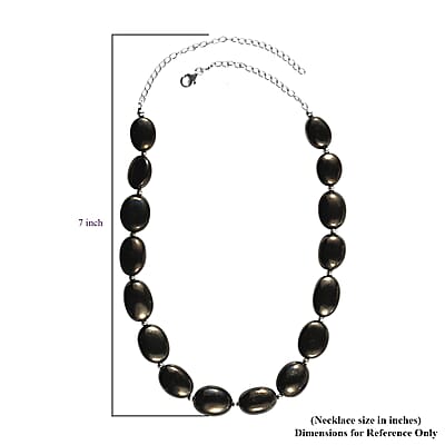 Elite Shungite Beaded Necklace 18-20 Inches in Rhodium Over Sterling Silver 135.00 ctw