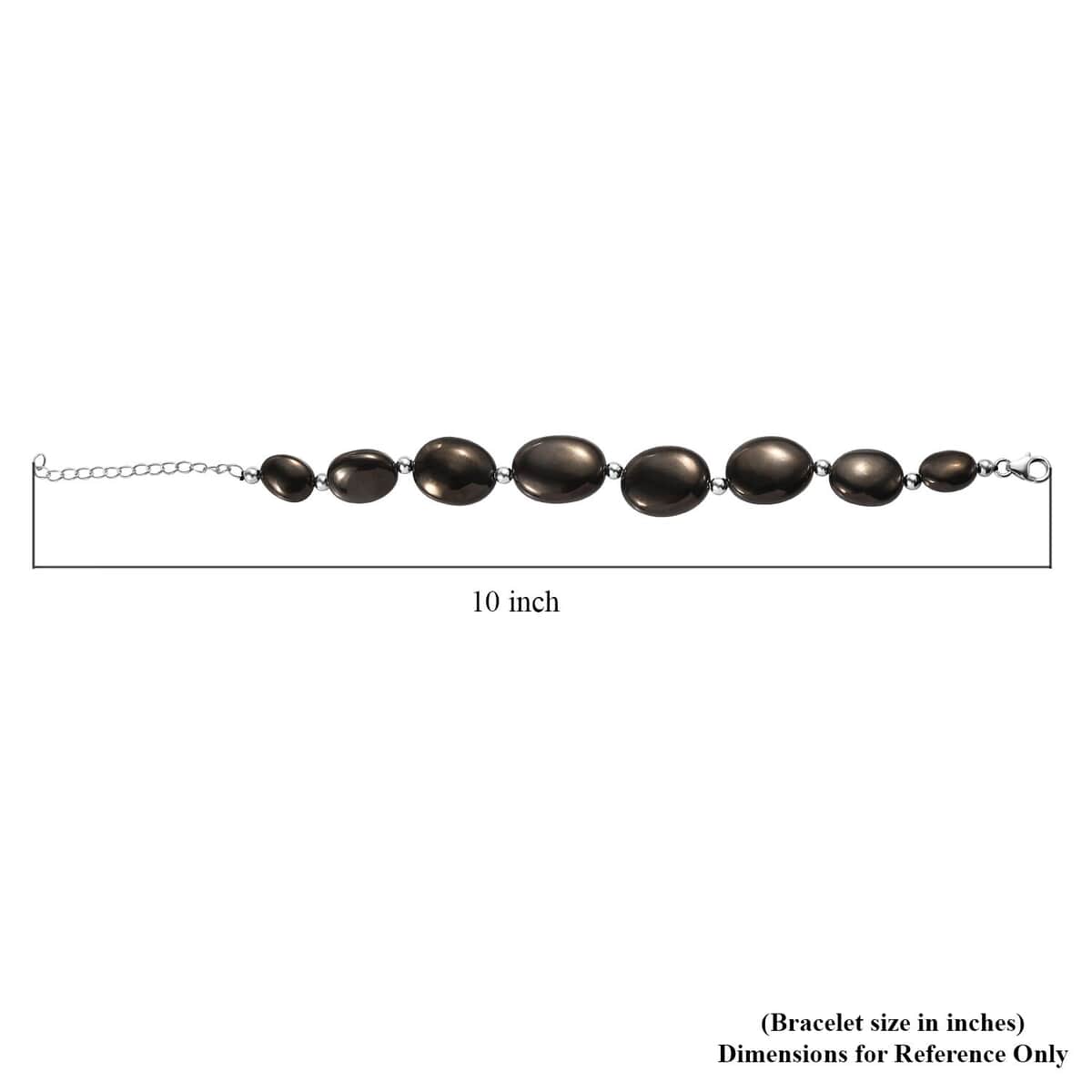 Elite Shungite Beaded Bracelet in Rhodium Over Sterling Silver (7.25-9.25In) 60.00 ctw image number 4