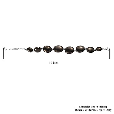 Elite Shungite Beaded Bracelet in Rhodium Over Sterling Silver (7.25-9.25In) 60.00 ctw