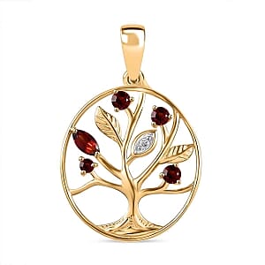 Mozambique Garnet Floral 0.31 ctw Pendant in Vermeil YG Over Sterling Silver